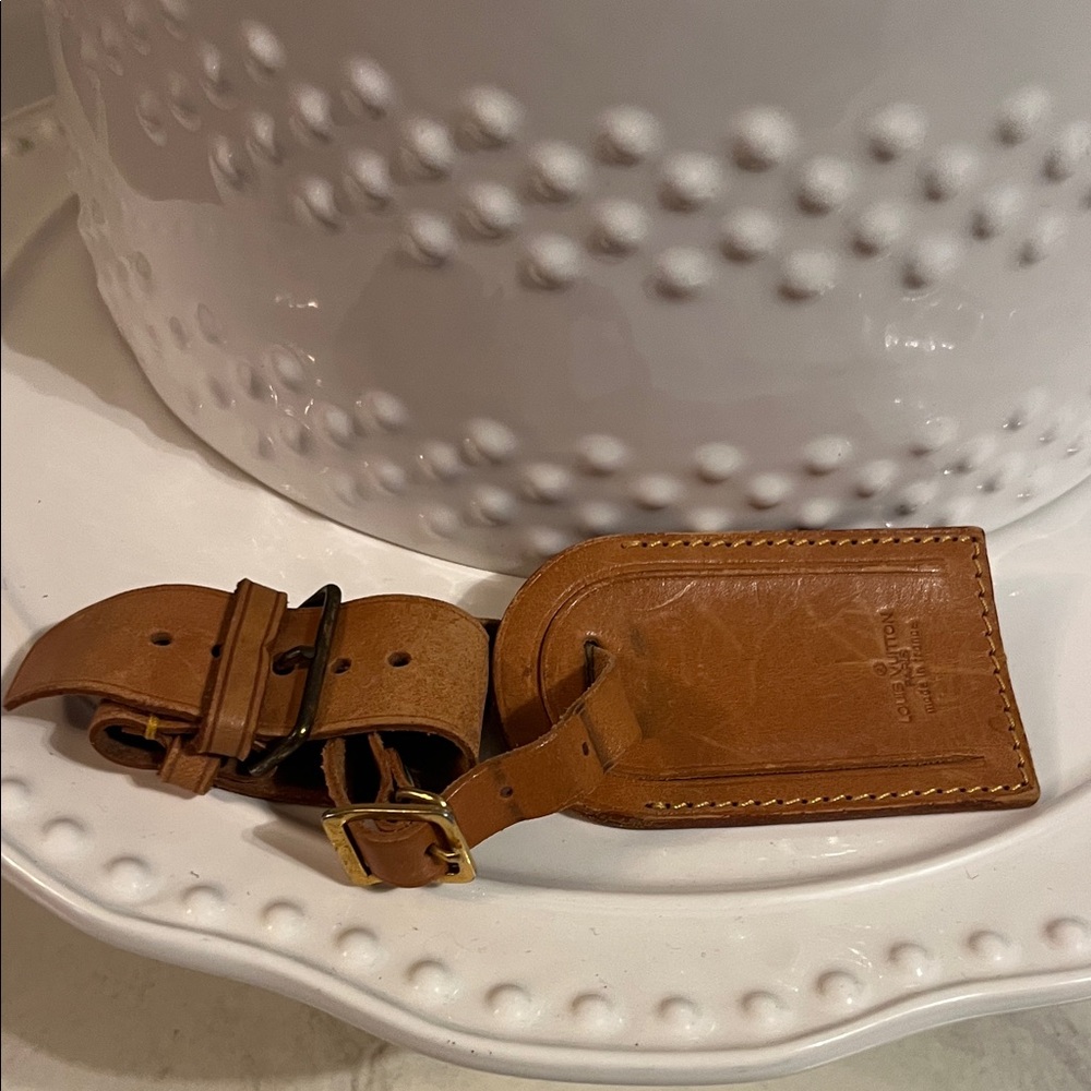 Louis Vuitton Tan Leather Luggage Tag